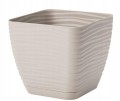 Doniczka z podstawką plastikowa jasnoszara 10,7x10cm kwadratowa