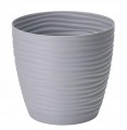 Doniczka z podstawką okrągła szara 10,7x10cm plastikowa