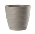 Doniczka z podstawką plastikowa jasnoszara 14,7x13,6cm