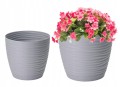 Doniczka z podstawką plastikowa szara 14,7x13,6cm
