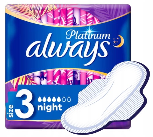 Always Platinum podpaski ze skrzydełkami 6 sztuk ultra night