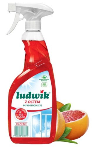 Ludwik Płyn do mycia szyb i glazury z octem 600 ml grapefruit