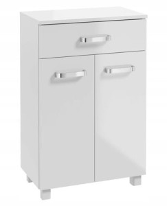 Szafka łazienkowa stojąca na nóżkach biały połysk 50x78 cm Mila