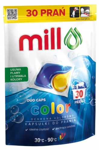 Kapsułki do prania kolorowych tkanin 30 szt Mill duo caps