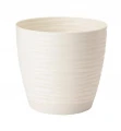 Doniczka z podstawką kremowa 26,5x24,5cm plastikowa