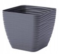 Doniczka z podstawką antracytowa plastikowa 22,6x20,9cm kwadratowa
