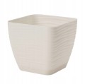 Doniczka z podstawką kremowa 22,6x20,9cm plastikowa kwadratowa