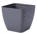 Doniczka z podstawką antracyt 18,7x17,3cm kwadratowa plastikowa