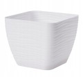 Doniczka z podstawką biała 18,7x17,3cm kwadratowa plastikowa