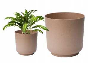 Doniczka z recyklingu naturalne drewno 13x12,5cm  matowa