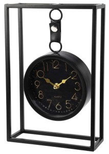 Zegar metalowy stołowy 20x31 cm czarny
