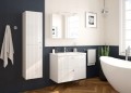 Słupek łazienkowy wiszący ryflowany 140x35 cm biały połysk Rietti