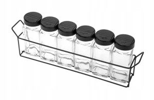 Zestaw pojemników na przyprawy przezroczysty 6x120ml czarny