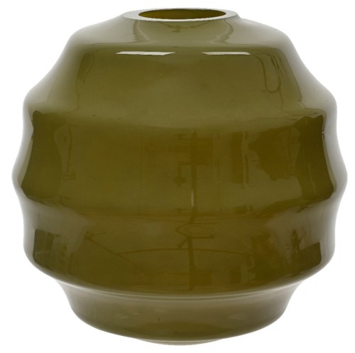 Wazon szklany oliwkowa zieleń dekoracyjny 20x19 cm