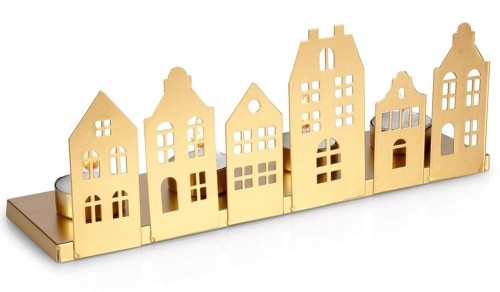 Świecznik metalowy złoty na 4 świeczki 30x8x11cm 