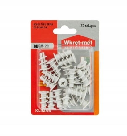 Kołki ślimakowe driva do płyt G-K 20szt 8x23mm