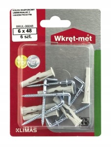 Kołki uniwersalne z hakiem prostym 6,0x35mm 6szt