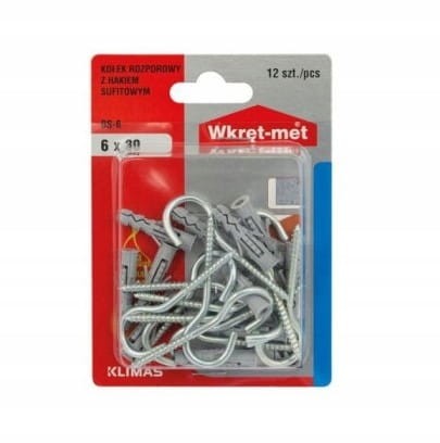 Kołki rozporowe z hakiem półpełnym 6x30mm 12szt