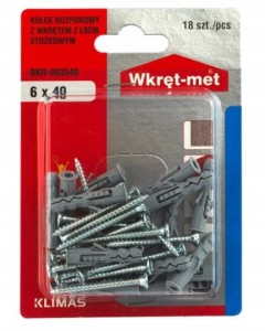 Kołki rozporowe z wkrętem uniwersalne 6x40mm 18szt