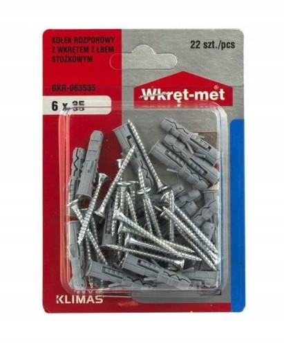 Kołki rozporowe z wkrętem uniwersalne 6x35mm 22szt