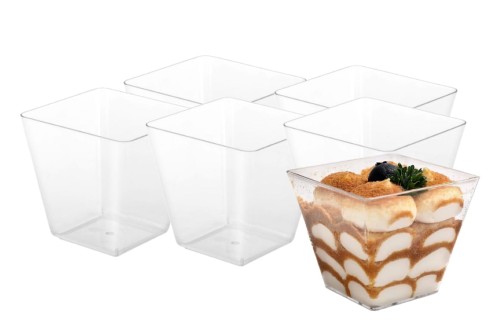 Pojemniki kwadratowe na desery 120 ml plastikowe 24 sztuki