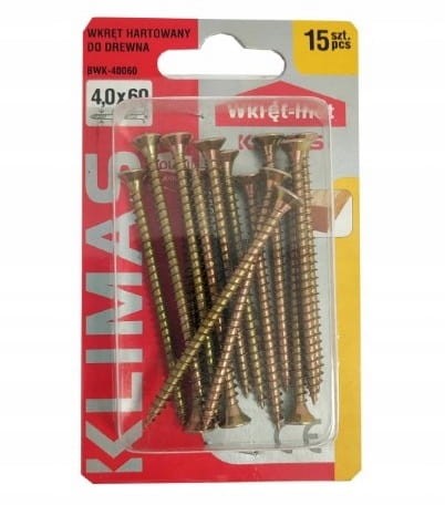 Wkręty hartowane do drewna 4x60mm 15szt PZ2 złote