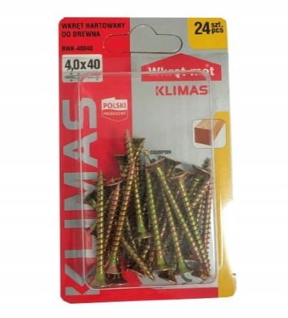 Wkręty hartowane do drewna 4x40mm 24szt PZ2 złote