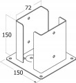 Podstawa słupa 71x150x2mm złota cynk galwaniczny