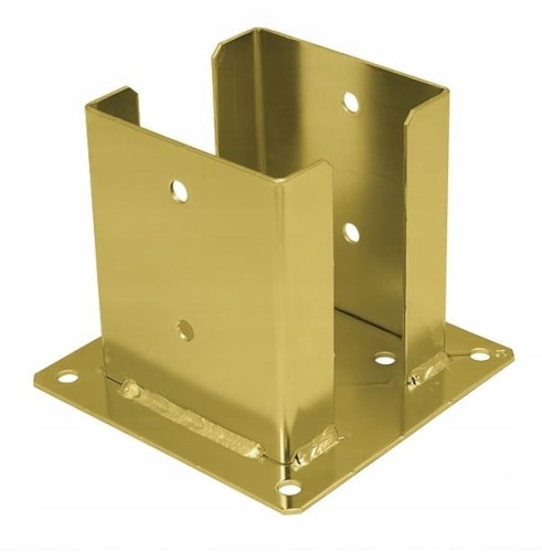 Podstawa słupa przykręcana do betonu 91x150x2mm złota