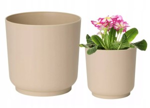 Osłonka matowa na kwiaty beżowa plastikowa ECO RECYCLED Satina 15x14,9 cm