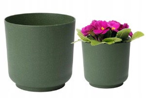 Osłonka matowa na kwiaty zielona plastikowa ECO WOOD Satina 15x14,9 cm