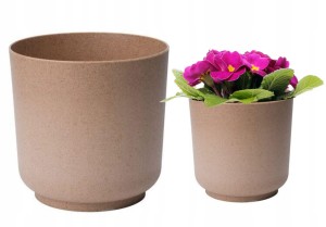 Osłonka matowa na kwiaty brązowa plastikowa ECO WOOD Satina 15x14,9 cm