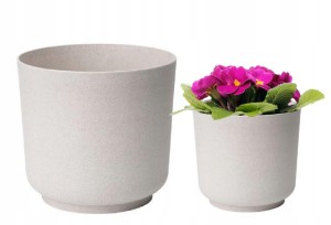 Osłonka matowa na kwiaty biała plastikowa ECO WOOD Satina 15x14,9 cm