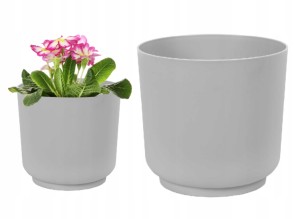 Osłonka plastikowa szara matowa na kwiaty Satina 17x16,8 cm