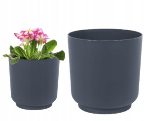 Osłonka plastikowa antracyt matowa na kwiaty Satina 17x16,8 cm