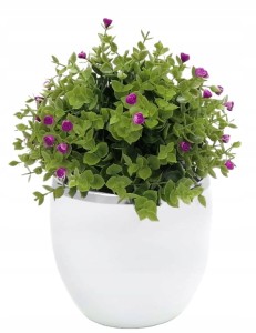 Doniczka ceramiczna kula biało-szara 15 cm