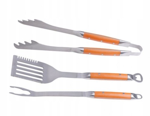 Zestaw 3 narzędzi do grillowania szczypce łopatka widelec