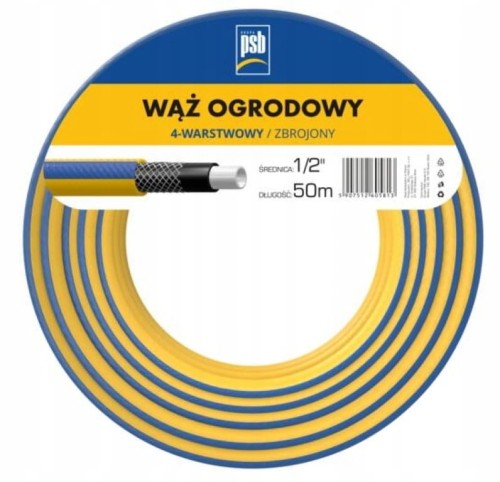 Wąż ogrodowy 4 warstwowy 1/2 50 m wytrzymały 
