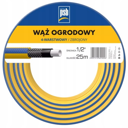 Wąż ogrodowy 4 warstwowy 1/2 25 m wytrzymały