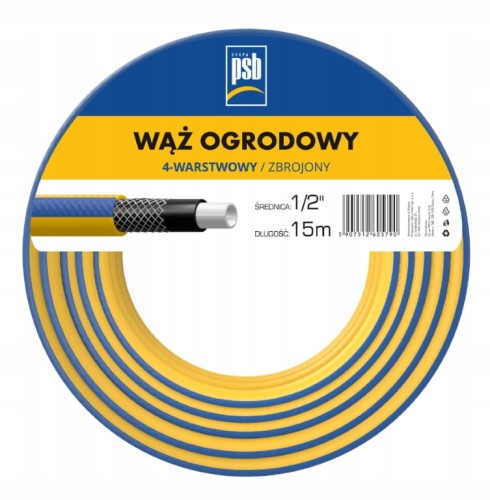 Wąż ogrodowy 4 warstwowy 1/2 15 m wytrzymały 