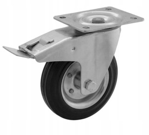 Zestaw skrętny koło obrotowe skrętne z hamulcem stalowo-gumowe 80 mm