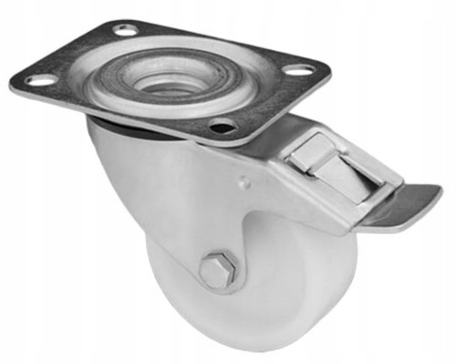 Zestaw jezdny koło skrętne z hamulcem plastikowe 80 mm