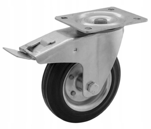 Zestaw kołowy skrętny z hamulcem stalowo-gumowy 160mm