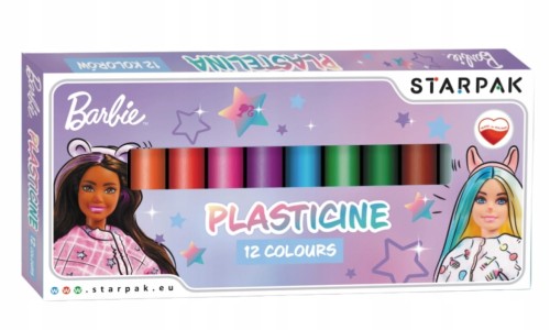 Barbie plastelina szkolna 12 intensywnych kolorów wielokrotnego użytku