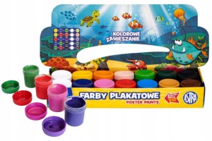 Farby plakatowe szkolne 20 ml 12 + 2 kolory intensywne kolory