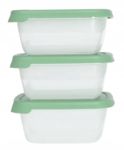 Zestaw 3 kwadratowych pojemników z pokrywką uniwersalne 12x12x6,5 cm