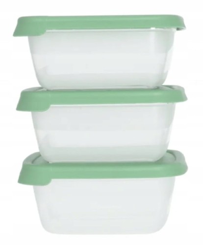 Zestaw 3 kwadratowych pojemników z pokrywką uniwersalne 12x12x6,5 cm