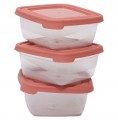 Zestaw 3 kwadratowych pojemników z pokrywką uniwersalne 12x12x6,5 cm