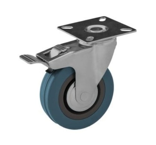 Zestaw jezdny skrętny koło obrotowe z hamulcem 75 mm plastik-guma