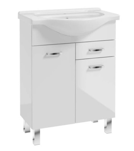 Szafka łazienkowa stojąca z umywalką 65 na nóżkach biała MEA